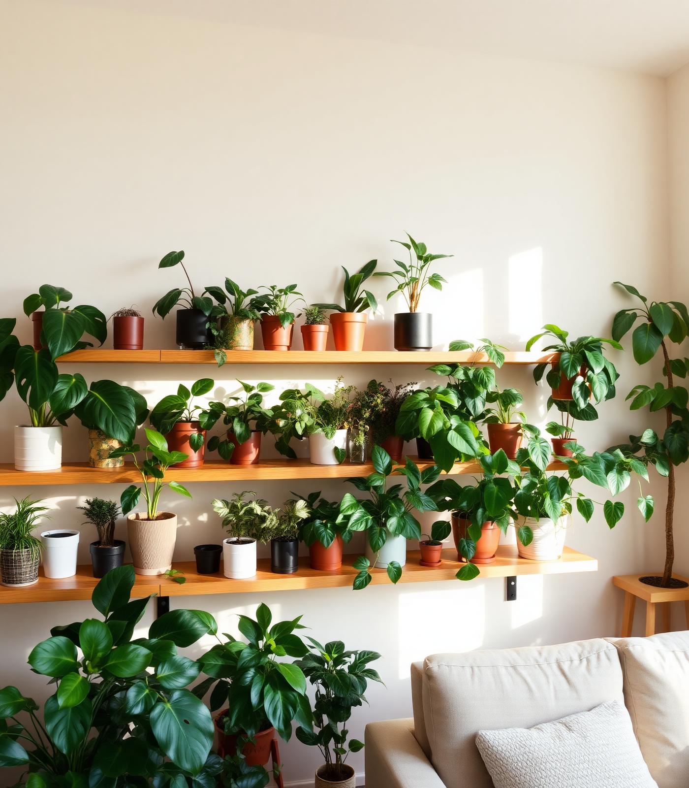 A shelf of documented houseplants